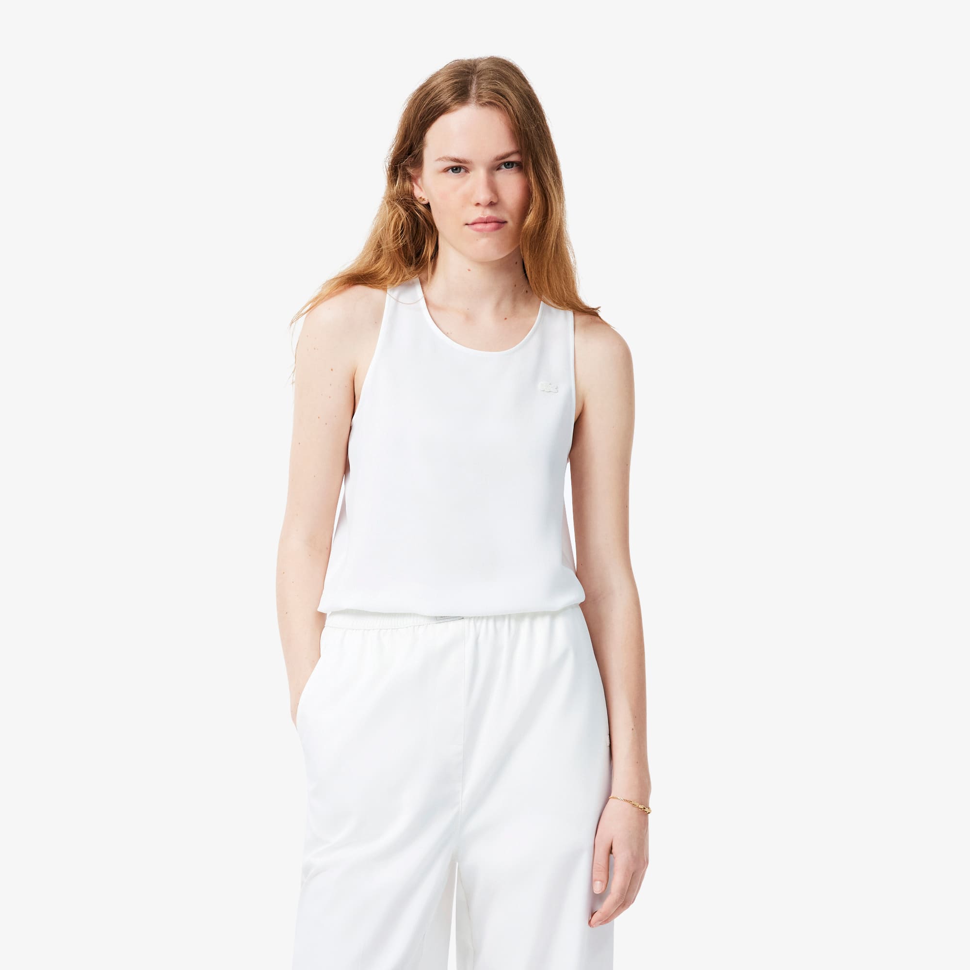 Lacoste Top fluide sans manches slim fit Taille 42 Blanc