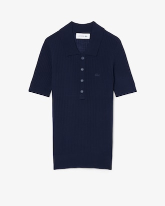 Pull col polo laine m&eacute;rinos maille 3D