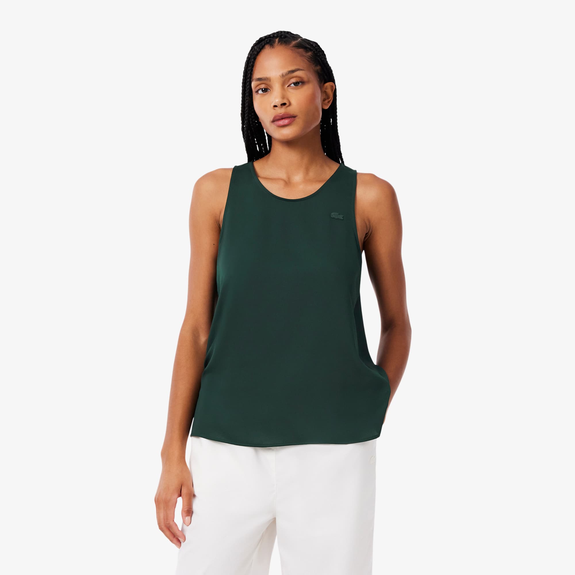 Lacoste Top fluide sans manches slim fit Taille 40 Vert Sinople