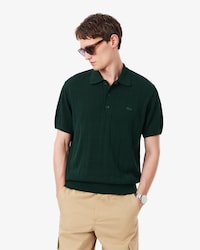 Pull col polo maille c&ocirc;tel&eacute;e fluide