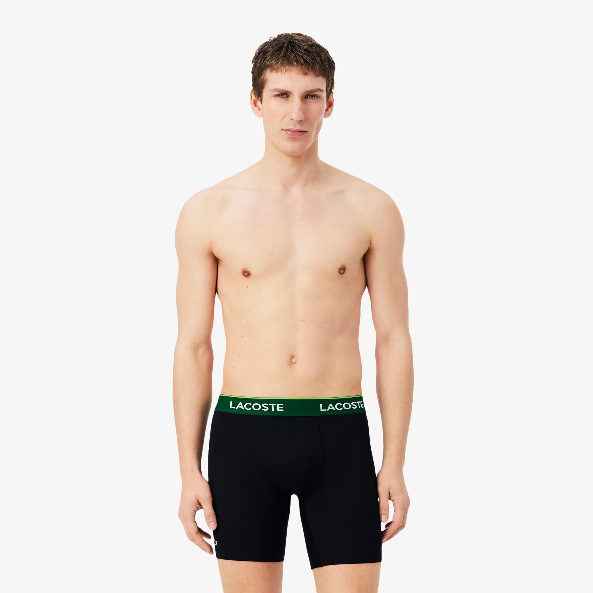Lacoste Lot de 3 boxers longs mesh technique Taille S Noir