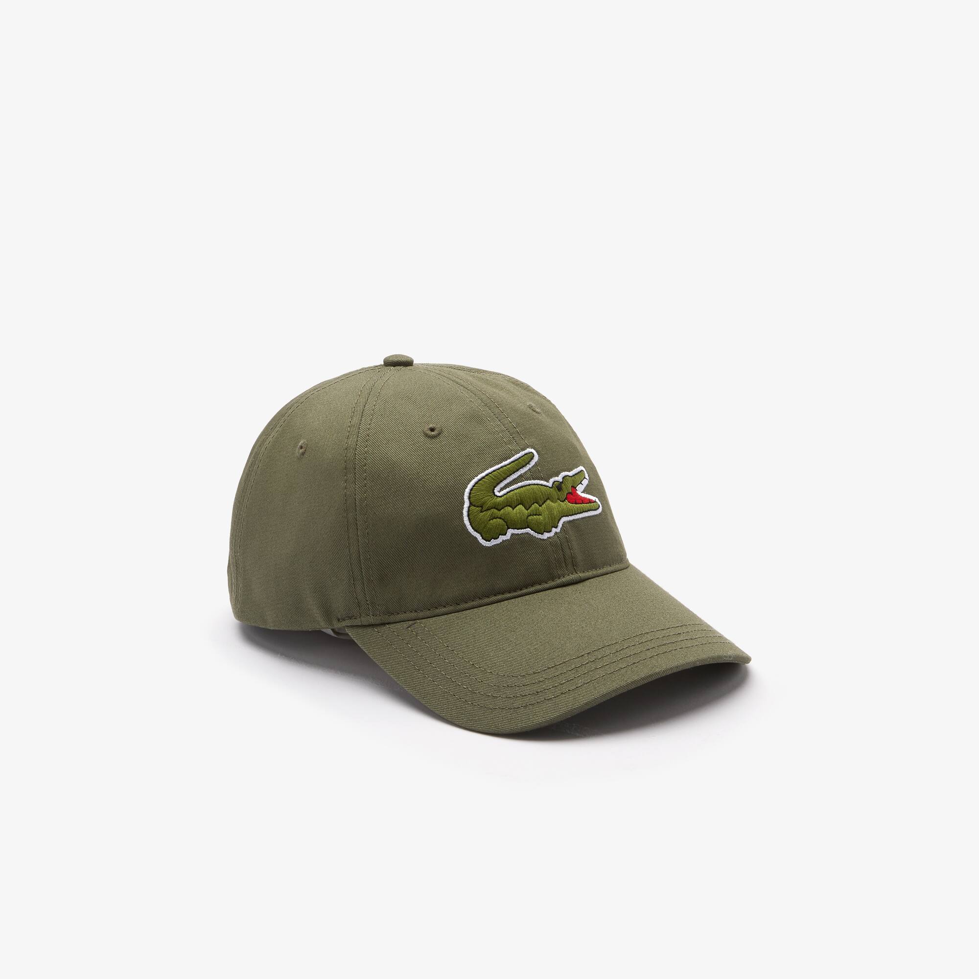 Lacoste Casquette en coton avec lanière contrastée et croco XXL Taille Taille unique Vert Kaki