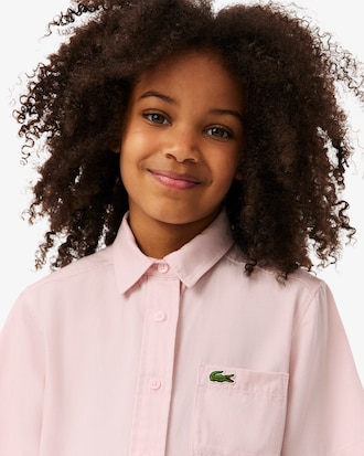 Robe chemise popeline bas pliss&eacute;