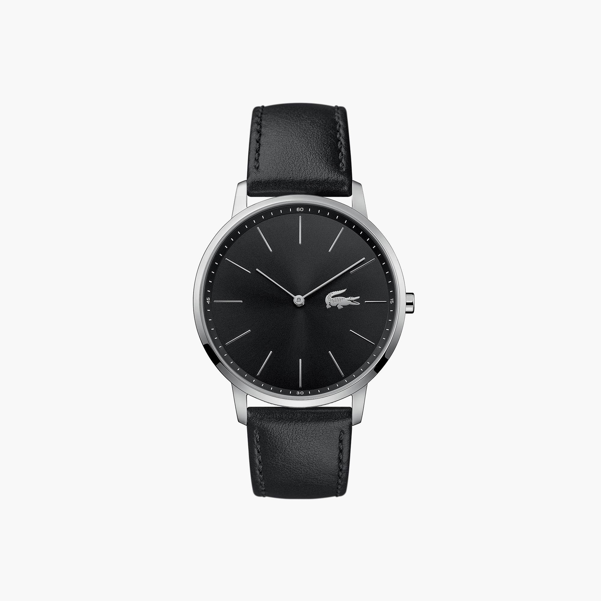 Lacoste Montre homme Moon avec bracelet en cuir noir Taille Taille unique Noir