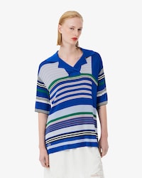 Polo oversize Piqu&eacute; satin&eacute; ray&eacute; D&eacute;fil&eacute;