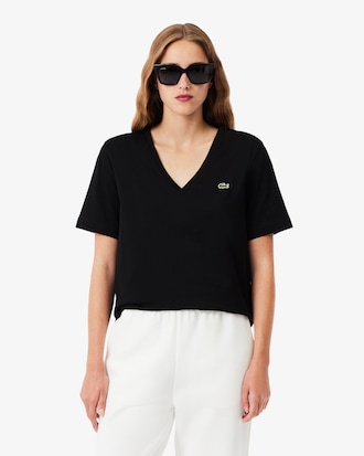 T-shirt relaxed fit coton doux col V