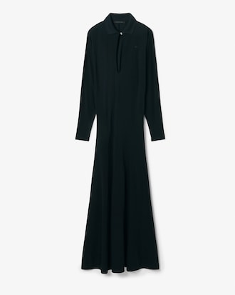 Robe longue col polo soie Défilé