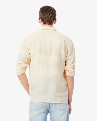 Chemise regular fit en lin ray&eacute;e