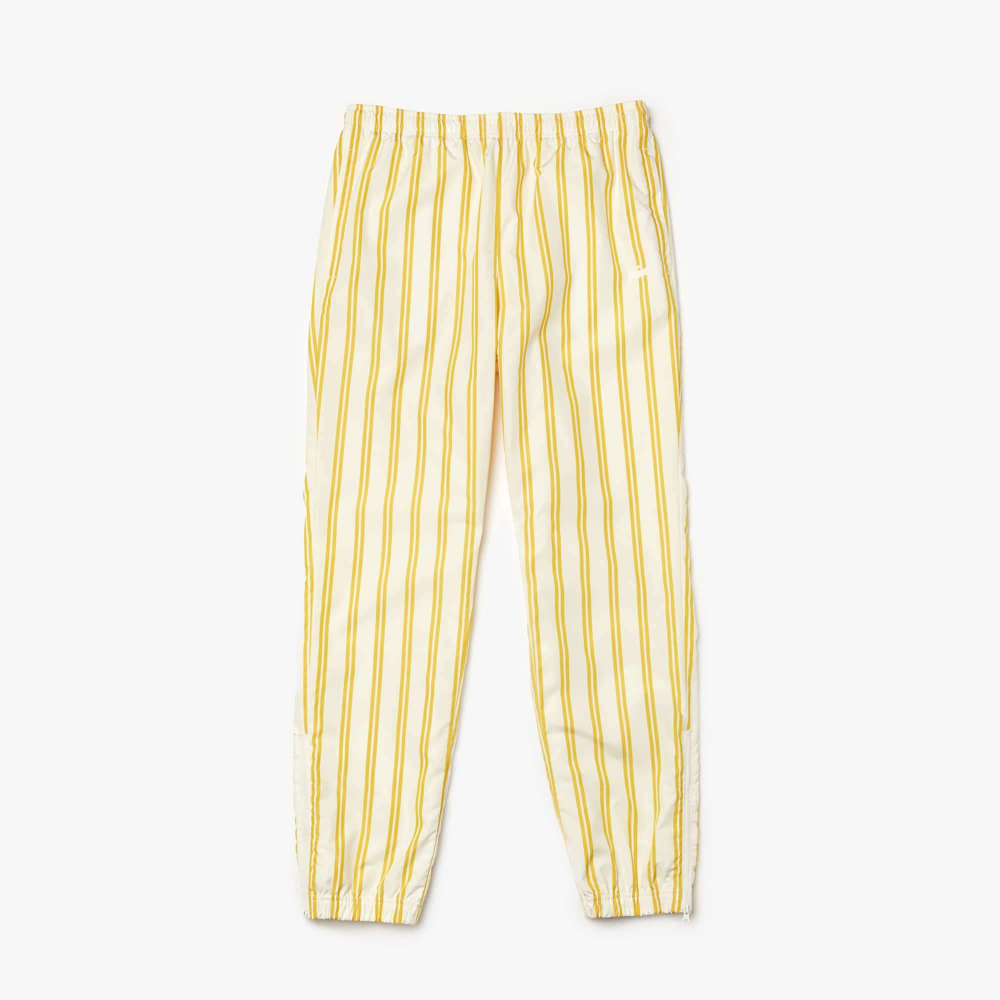 Pantalon de survêtement unisexe Lacoste LIVE à rayures Taille 7 - XXL Blanc / Jaune