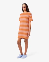 Robe t-shirt maille r&eacute;sille rayures