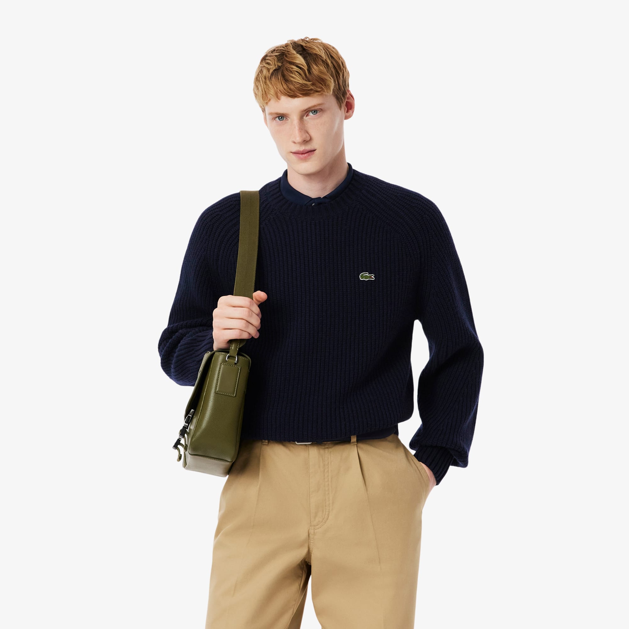 Pull en laine cardée épaisse col rond