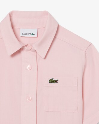 Robe chemise popeline bas pliss&eacute;