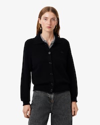Cardigan col polo maille 3D laine card&eacute;e