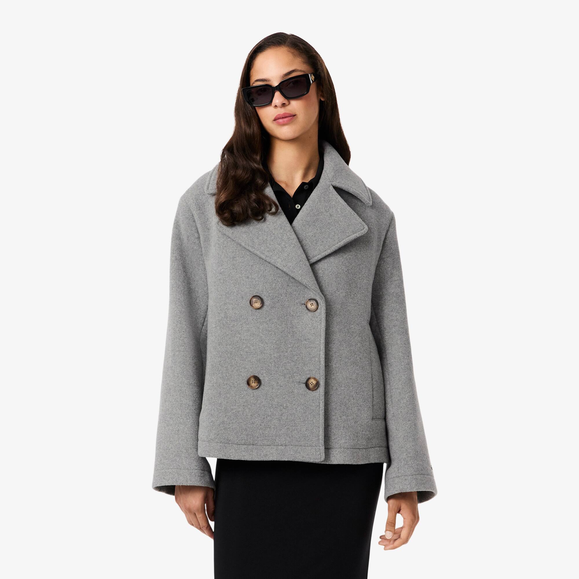 Trench-coat Court Pour Femme En Laine Mélangée - Col à Revers - Coupe Croisée - Élégant Et Polyvalent - 4