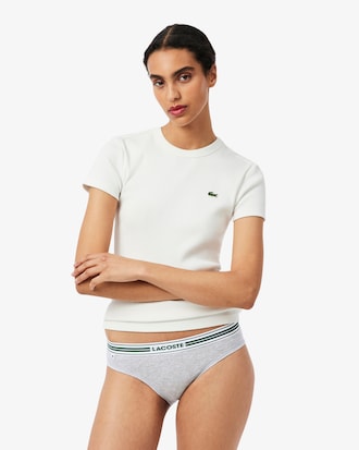 Culotte coton stretch ceinture contrast&eacute;e