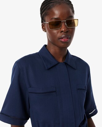 Robe chemise fluide lin m&eacute;lang&eacute;