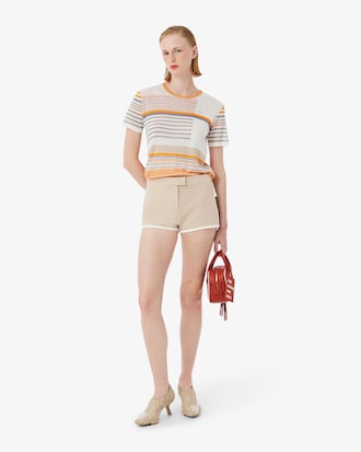 Mini-short maille satin&eacute;e D&eacute;fil&eacute;