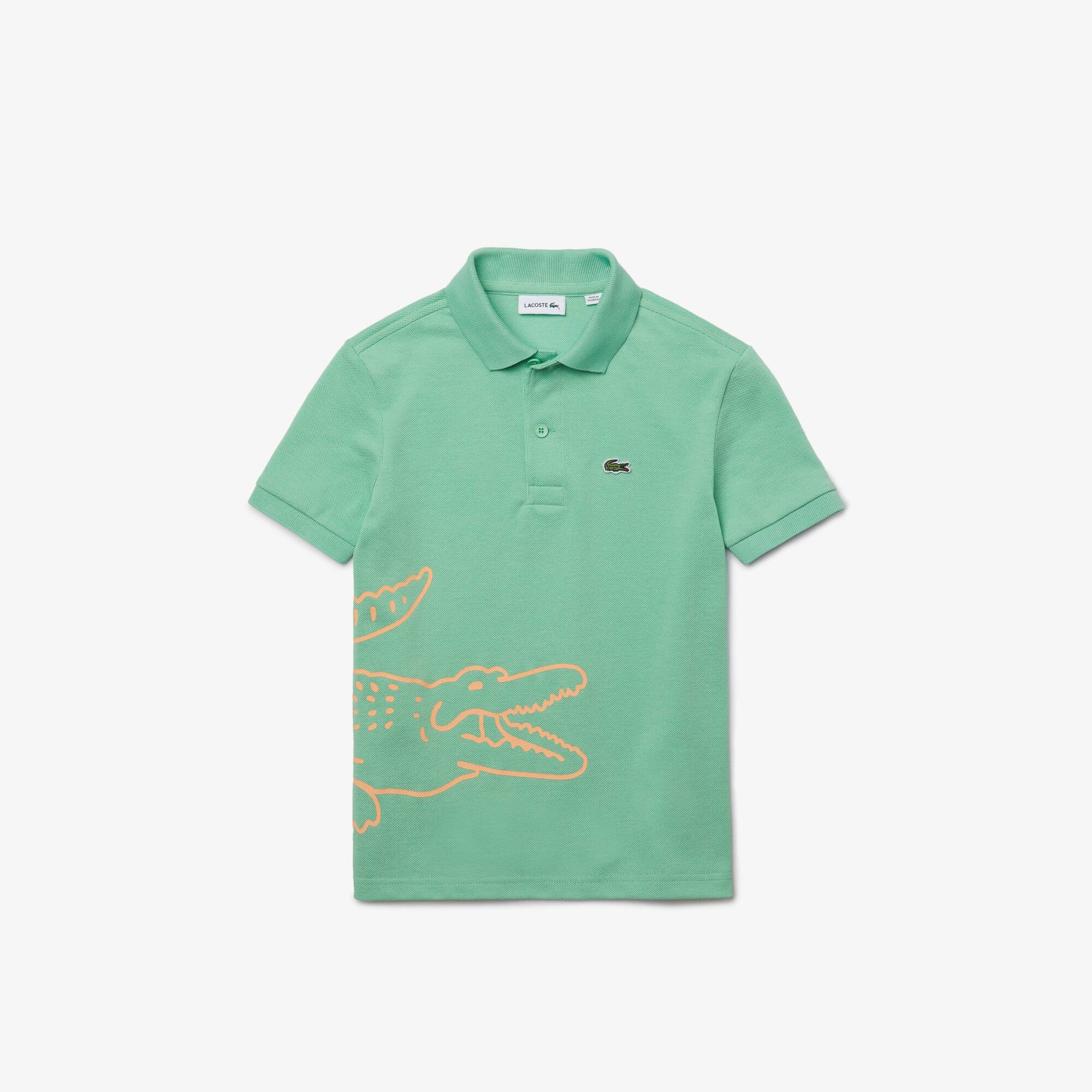 Polo Garçon Lacoste en piqué de coton imprimé crocodile Taille 1 an Vert