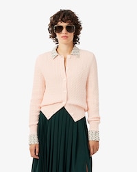 Cardigan maille torsad&eacute;e rayures
