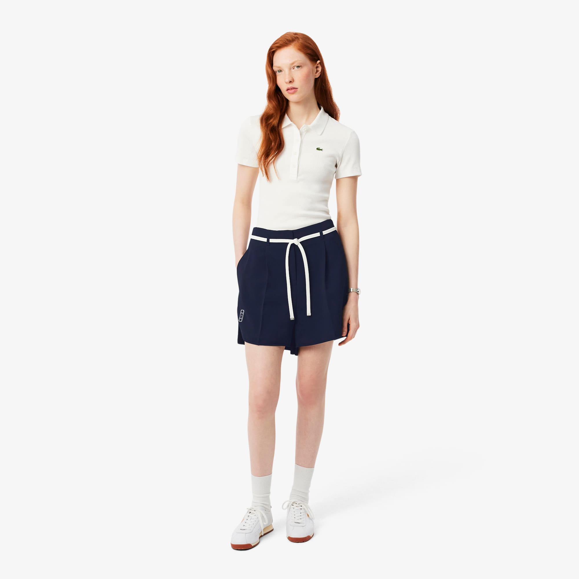 Lacoste Bermuda à plis oversize Taille 42 Bleu Marine