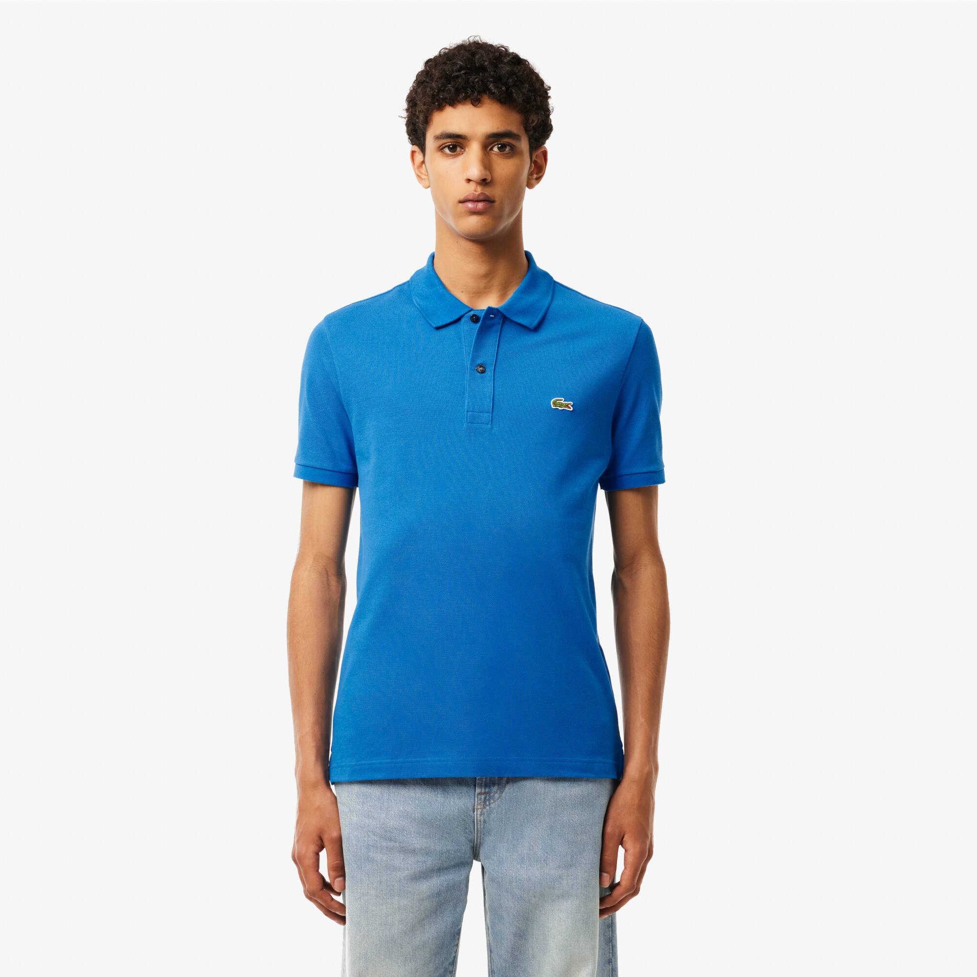 Polo Lacoste slim fit en petit piqué uni Taille 3 - S Bleu