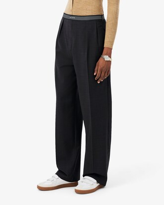 Pantalon &agrave; plis laine m&eacute;lang&eacute;e oversize