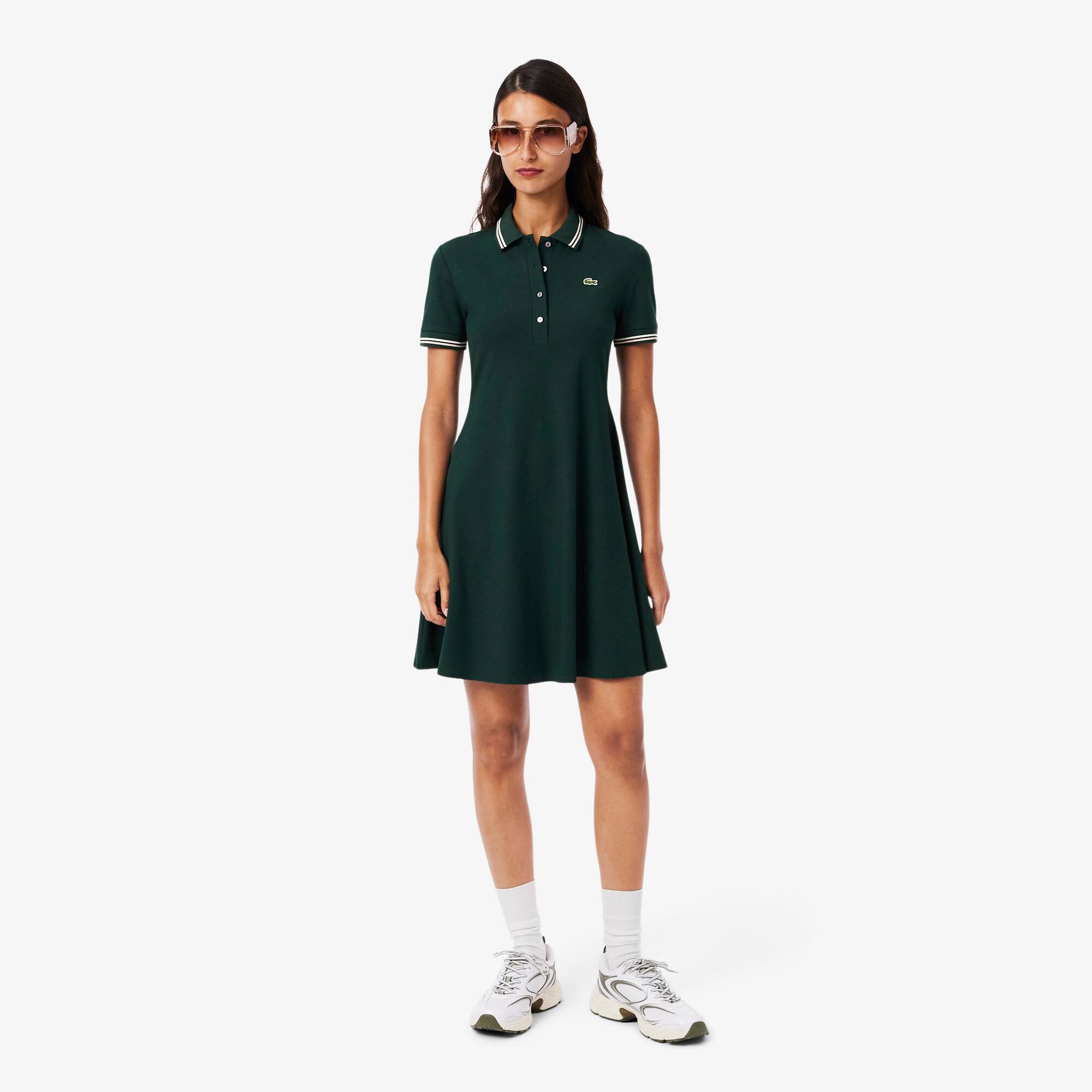 Robe polo boutonnée femme Lacoste en coton biologique Robes