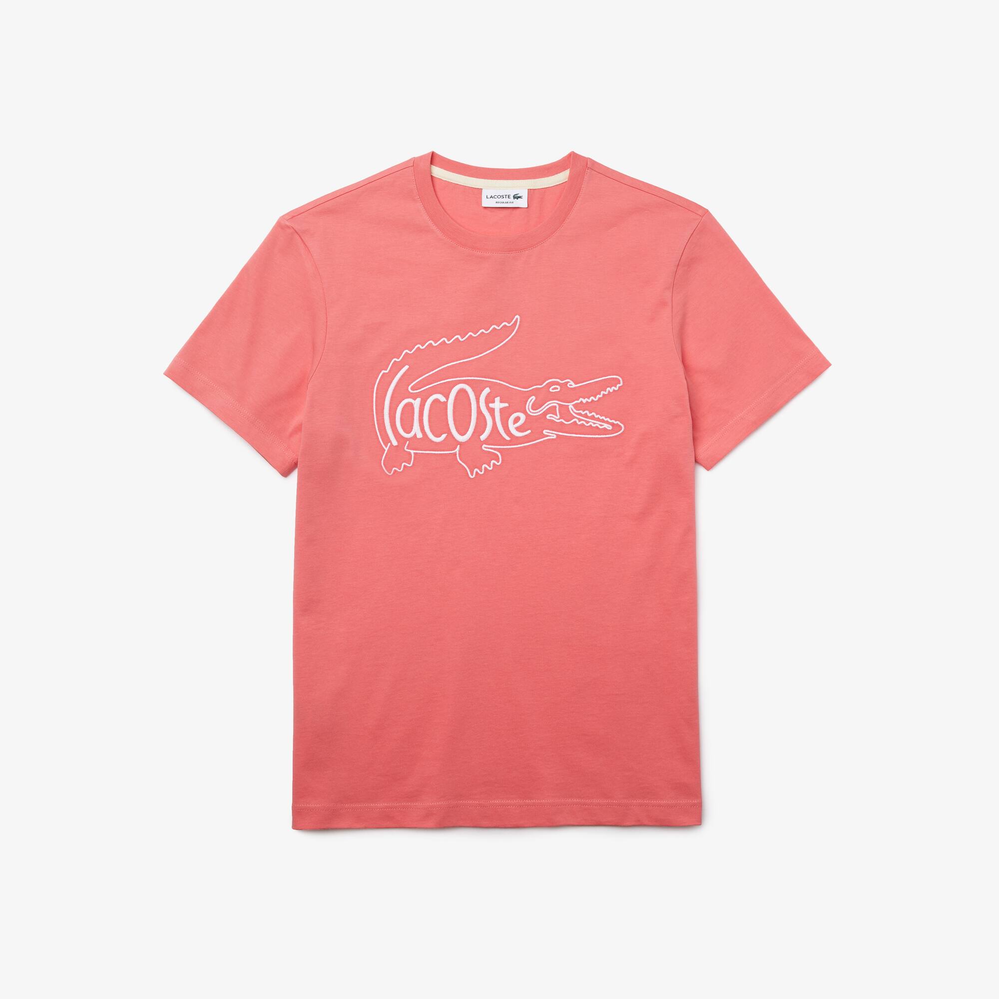 Lacoste T-shirt à col rond en coton avec broderie crocodile. 1 Lacoste T-shirt à col rond en coton avec broderie crocodile. 1