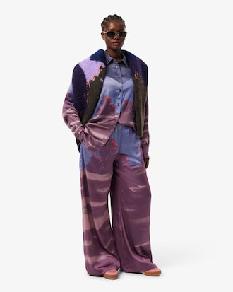 Chemise oversize satinée imprimé paysage