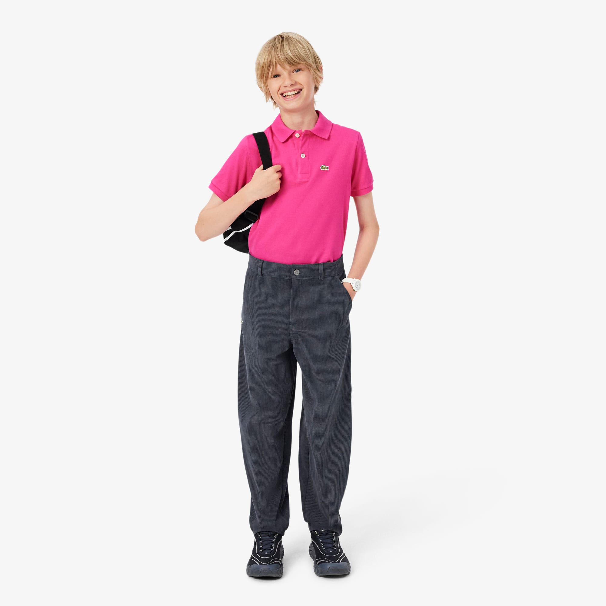 Lacoste Pantalon velours côtelé Taille 8 ans Gris Foncé