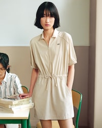 Robe polo zipp&eacute;e taffetas relaxed fit