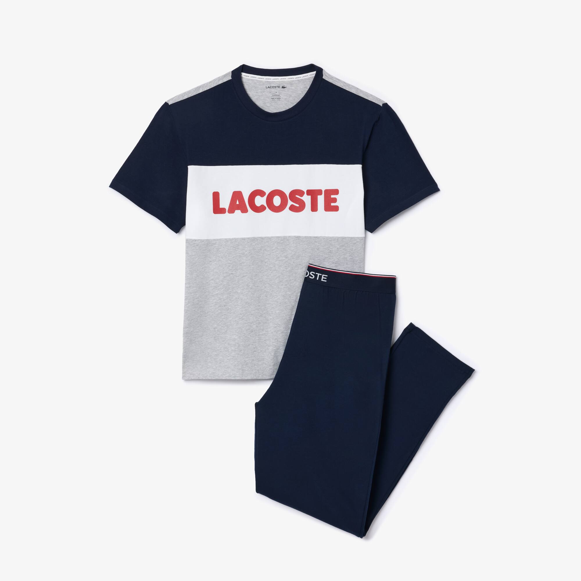 Lacoste Ensemble de pyjama pantalon en coton stretch color-block. 1