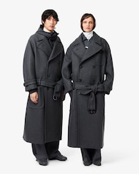 Manteau crois&eacute; laine oversize D&eacute;fil&eacute;