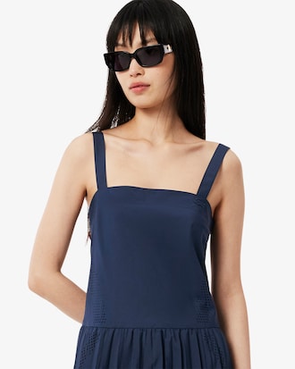 Robe longue plissée à bretelles