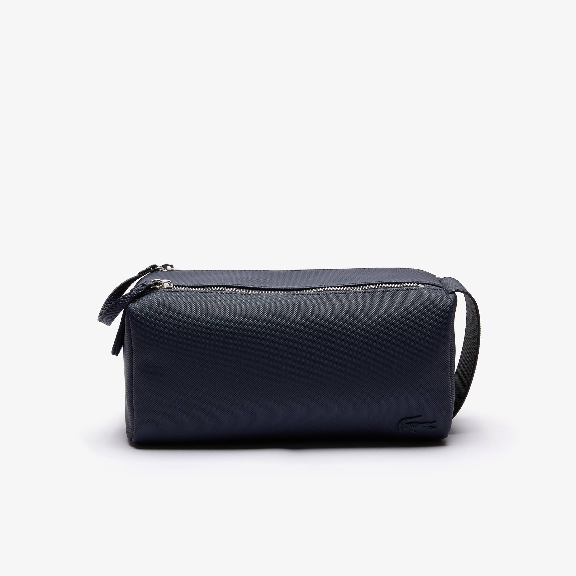 Lacoste Trousse de toilette double zip Men's Classic en petit piqué uni Taille Taille unique Bleu