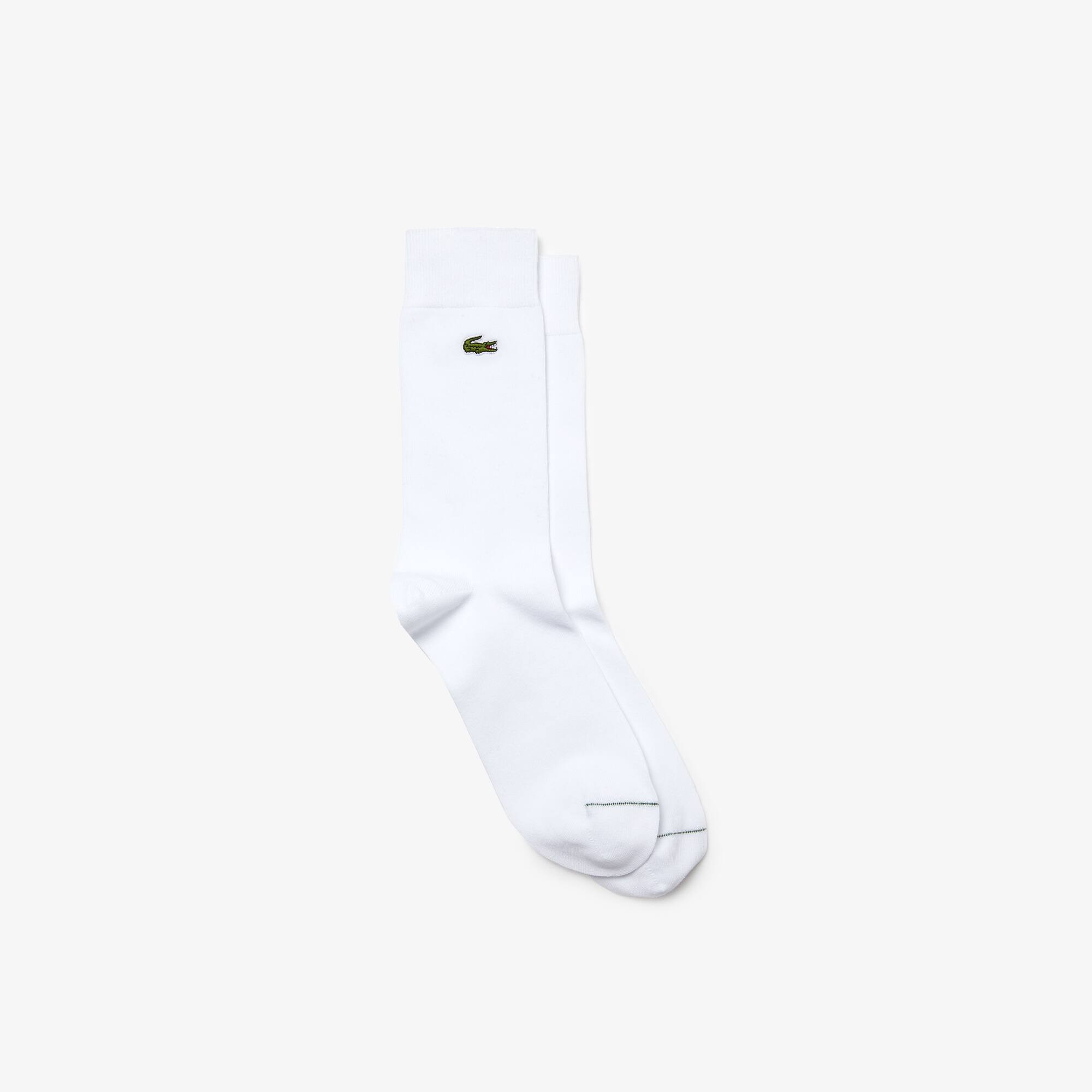 Lacoste Chaussettes unies en coton mélangé avec crocodile brodé Taille 41 - 46 Blanc