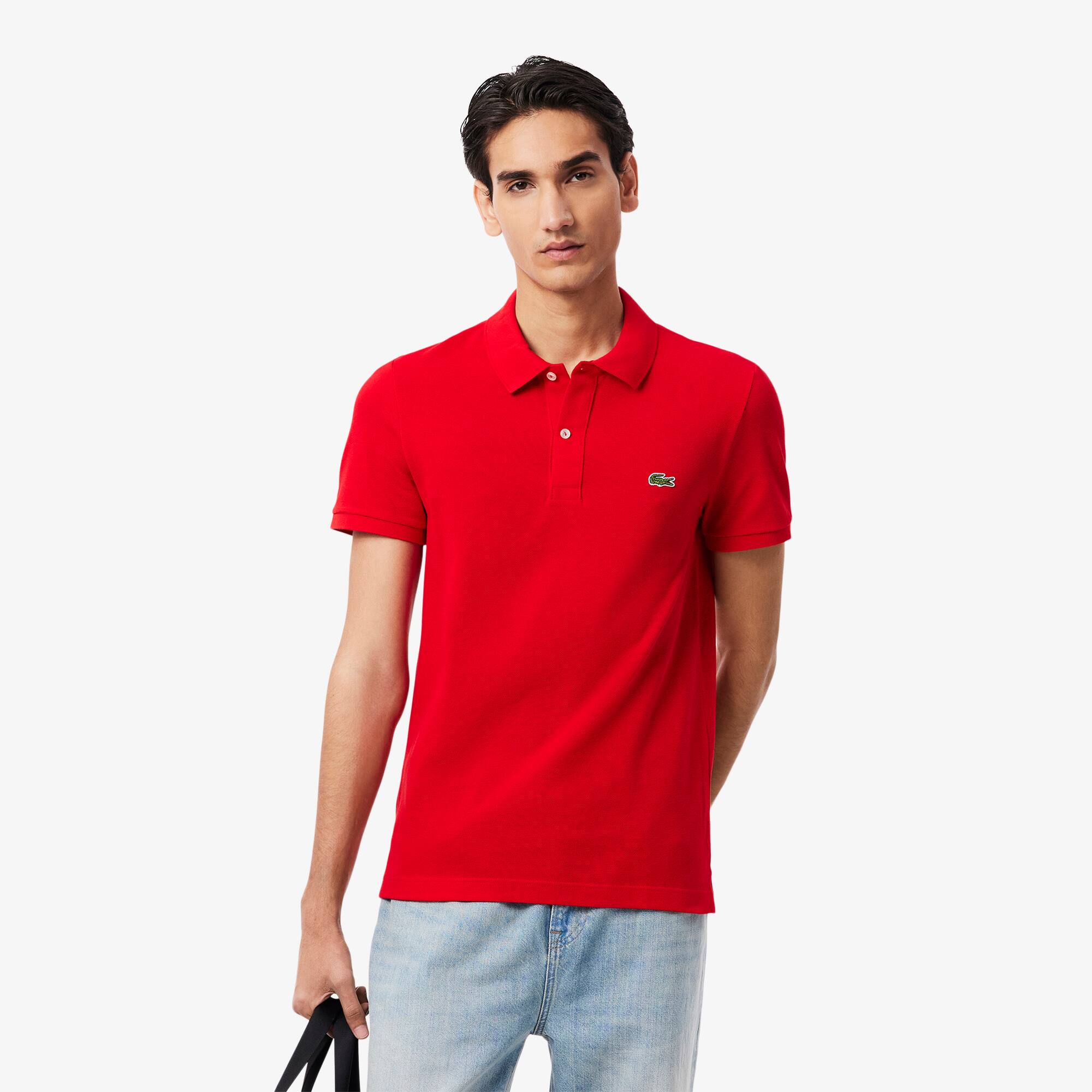 Polo Lacoste slim fit en petit piqué uni Taille 9 - 4XL Rouge
