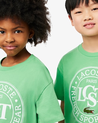 T-shirt coton badge contrasté