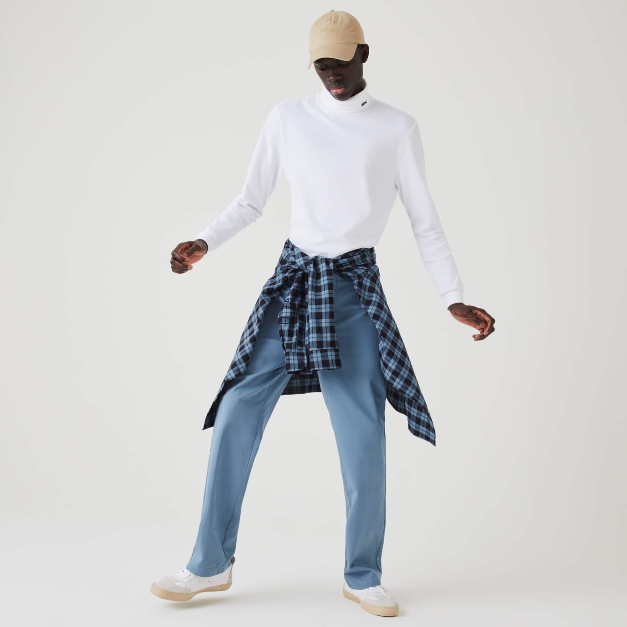 Lacoste T-shirt col roulé à manches longues en piqué de coton biologique stretch Taille 7 - XXL Blan