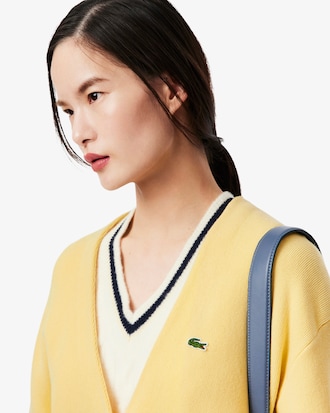 Cardigan col V point mousse coton