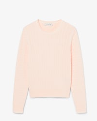 Pull maille torsad&eacute;e d&eacute;tails ray&eacute;s