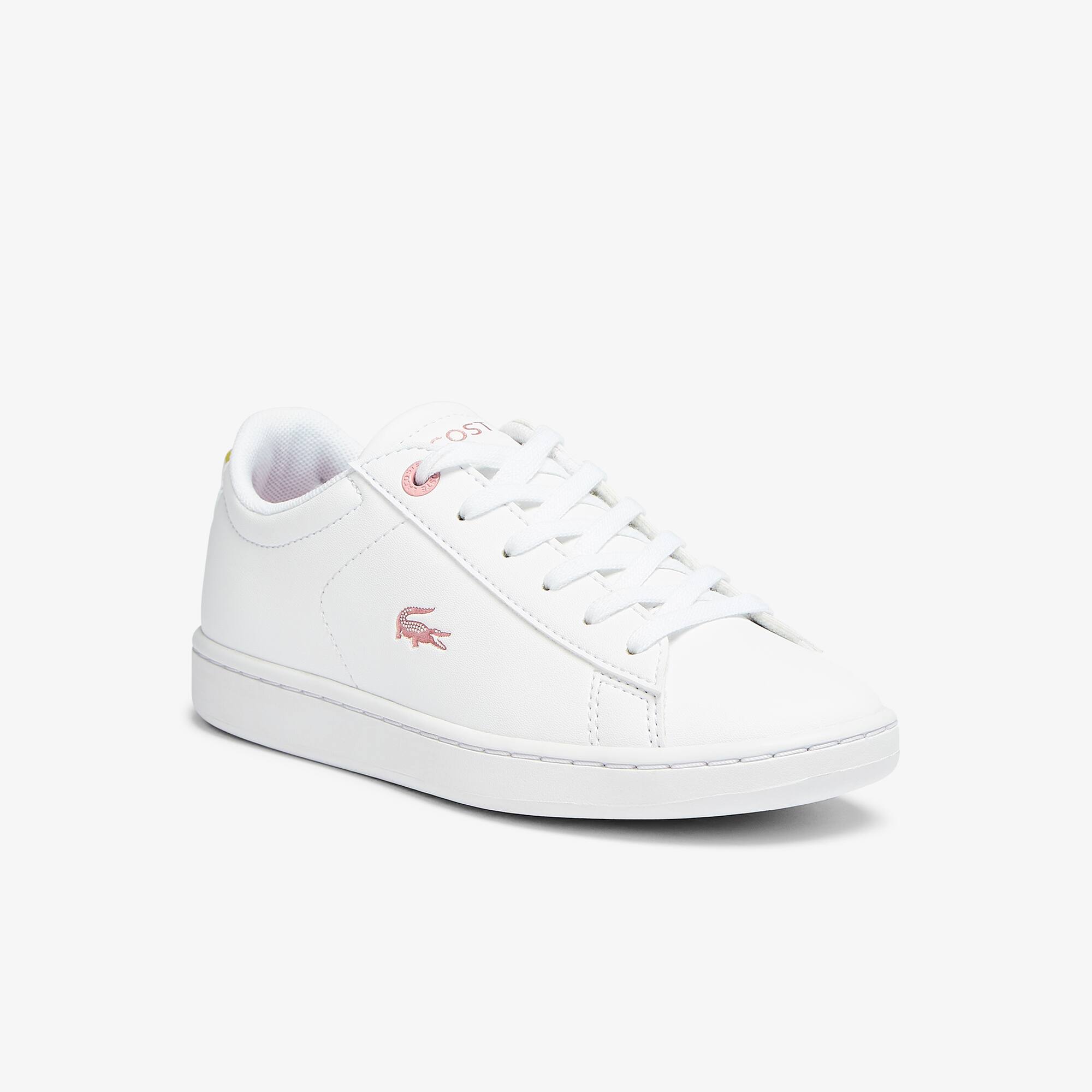 Lacoste Sneakers Carnaby Evo enfant avec détails métallisés Taille 33 Blanc/rose