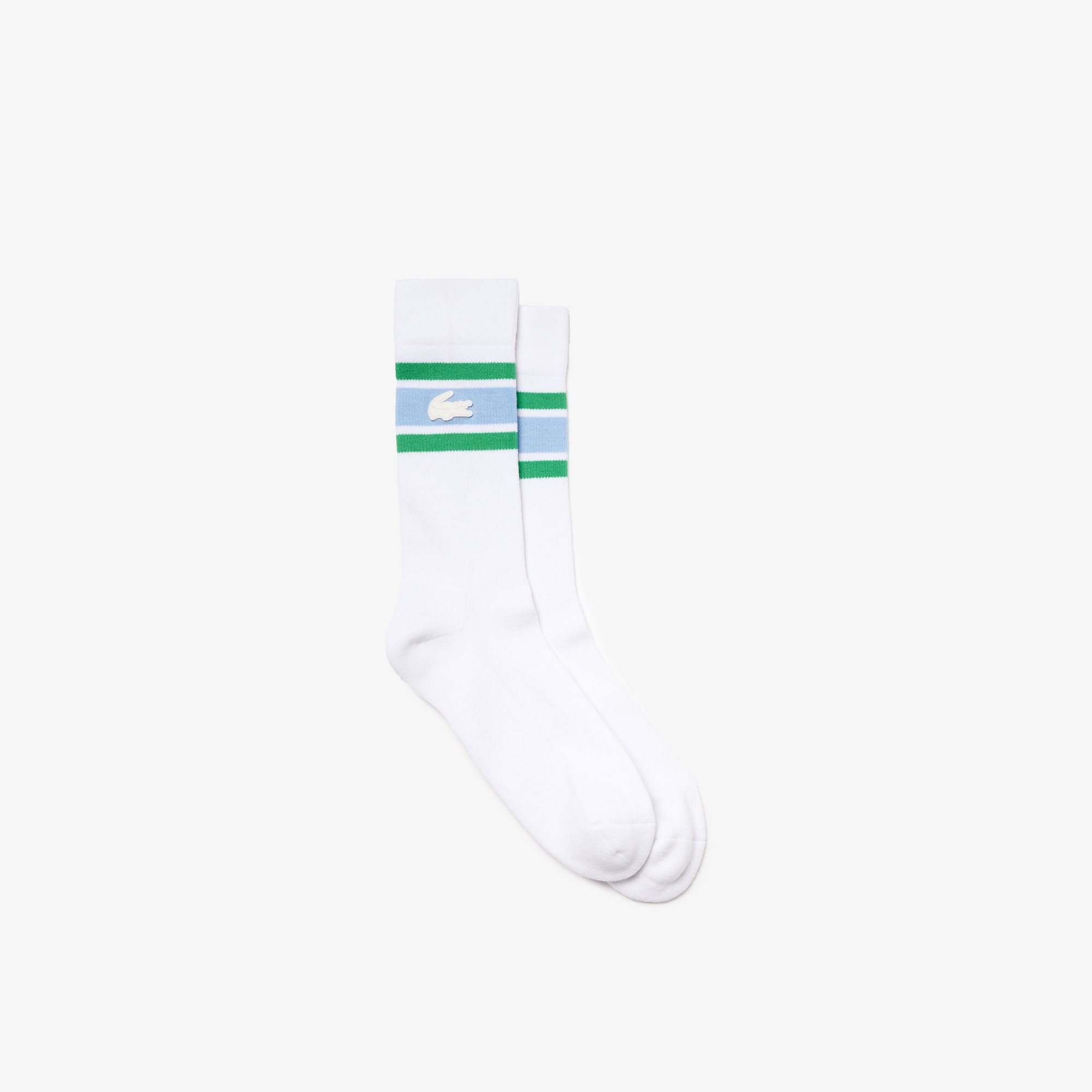 Chaussettes Lacoste LIVE en coton stretch à rayures Taille 41 - 46 Blanc / Bleu / Vert