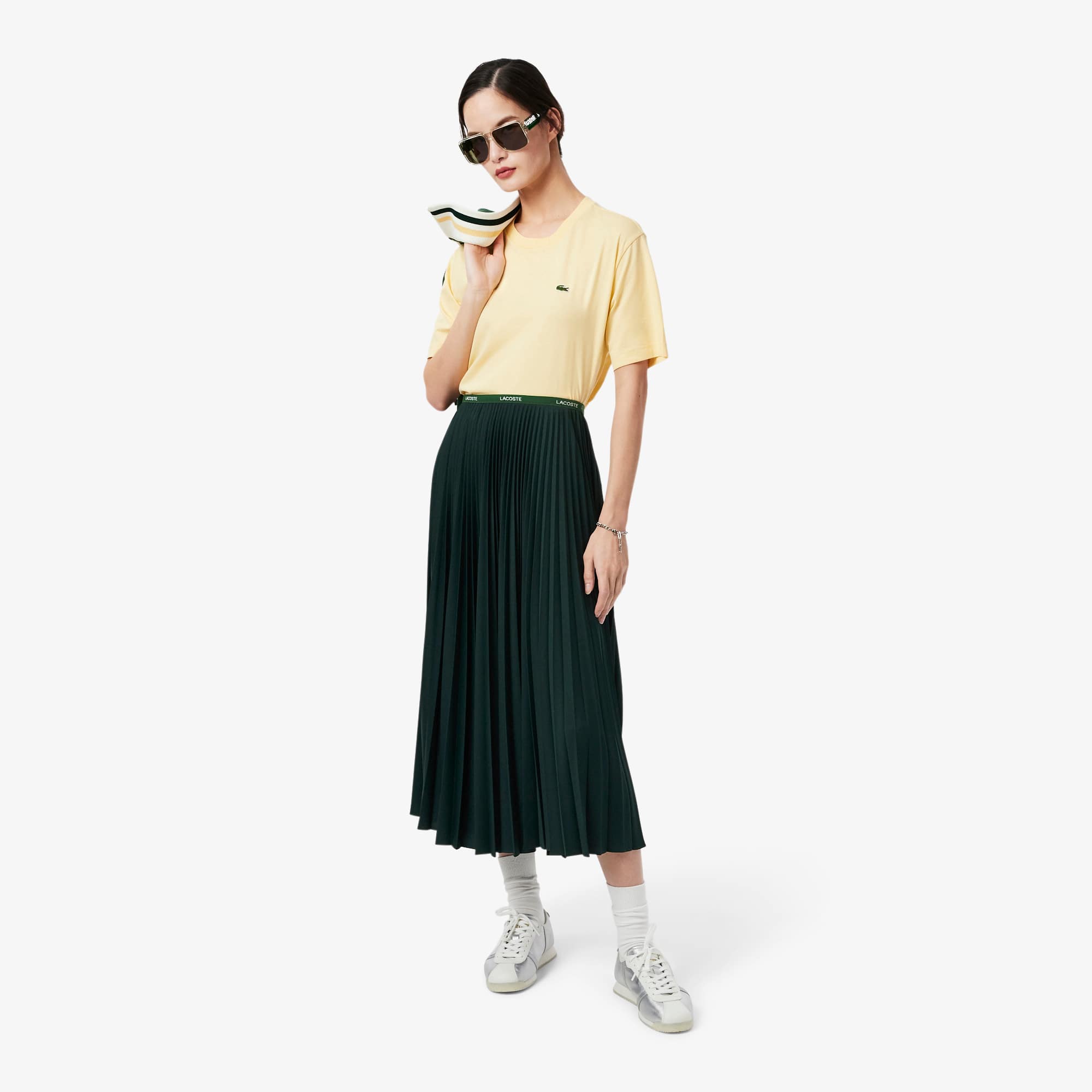 Jupe longue plissée taille élastiquée