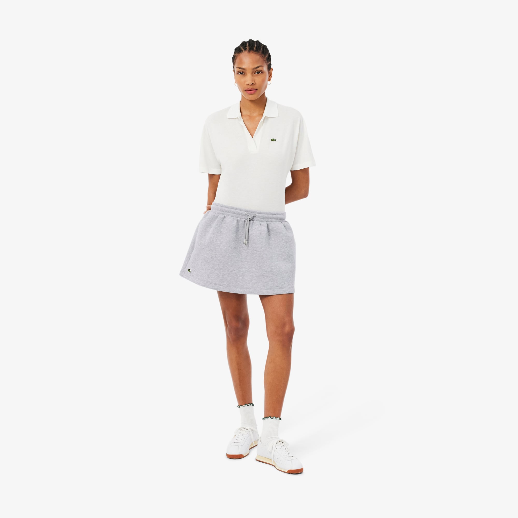 Lacoste Jupe courte jersey double face Taille 42 Gris Clair Chiné