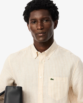 Chemise regular fit en lin rayée