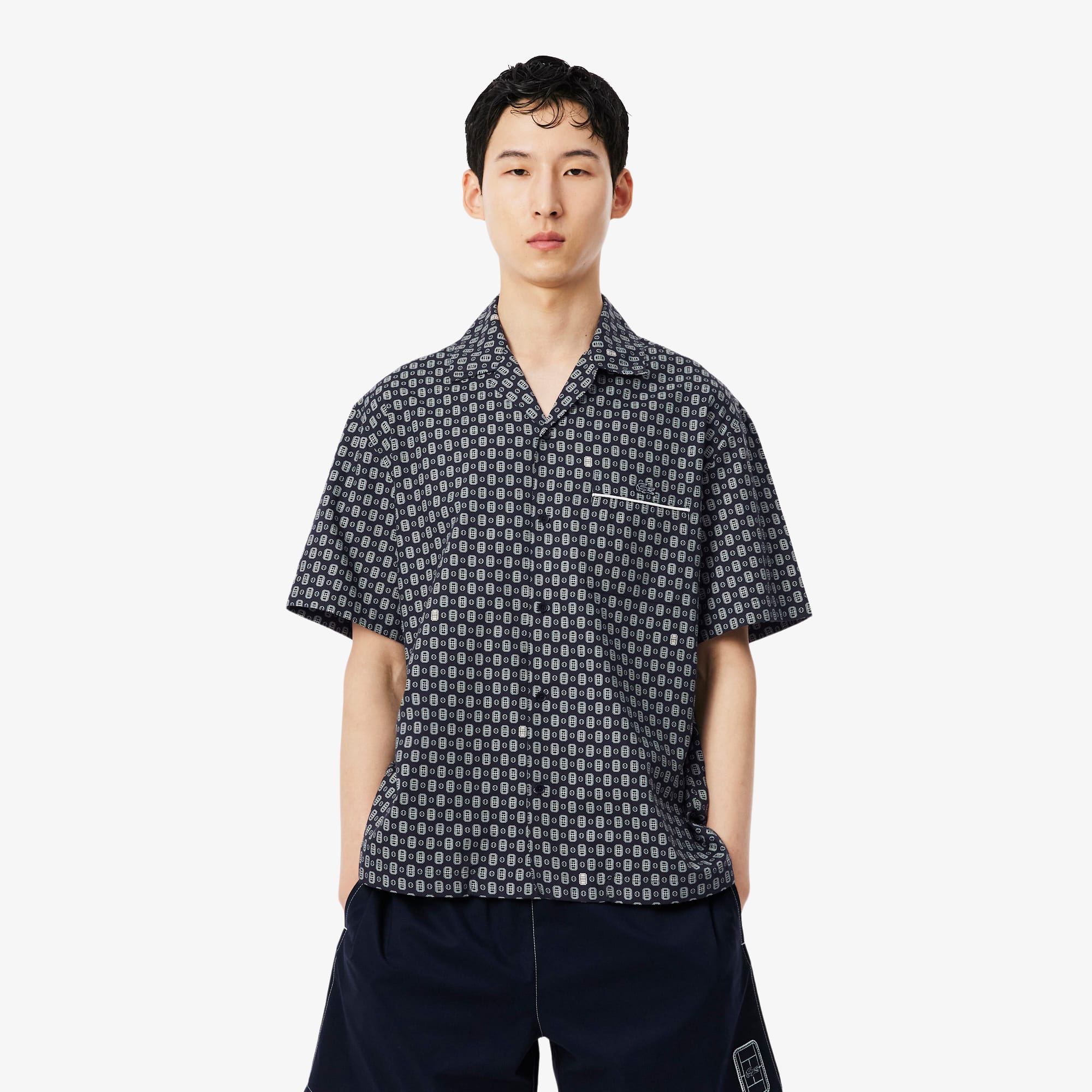 Lacoste Chemise imprimé graphique relaxed fit Taille M/L - 41 Bleu Marine