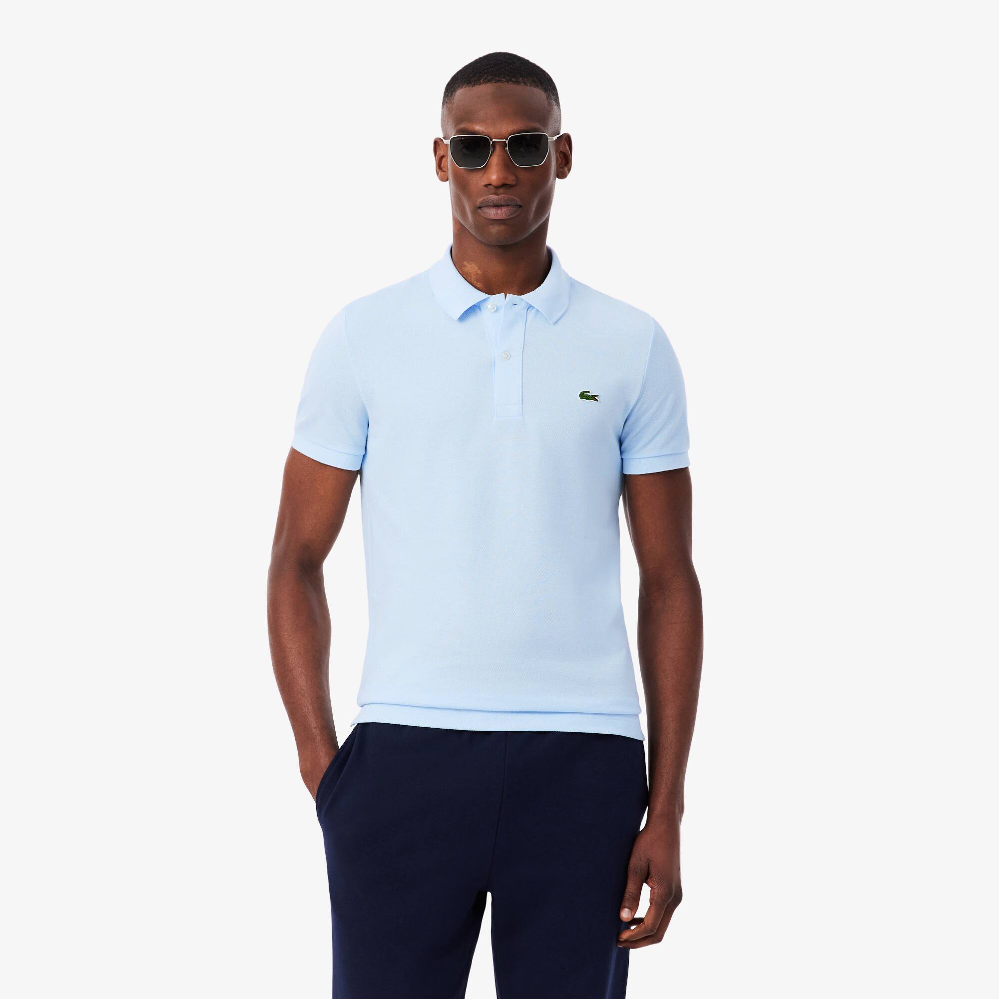 Polo Lacoste slim fit en petit piqué uni Taille 9 - 4XL Bleu Clair