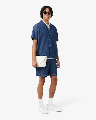 Petit sac messenger Club Lacoste en cuir