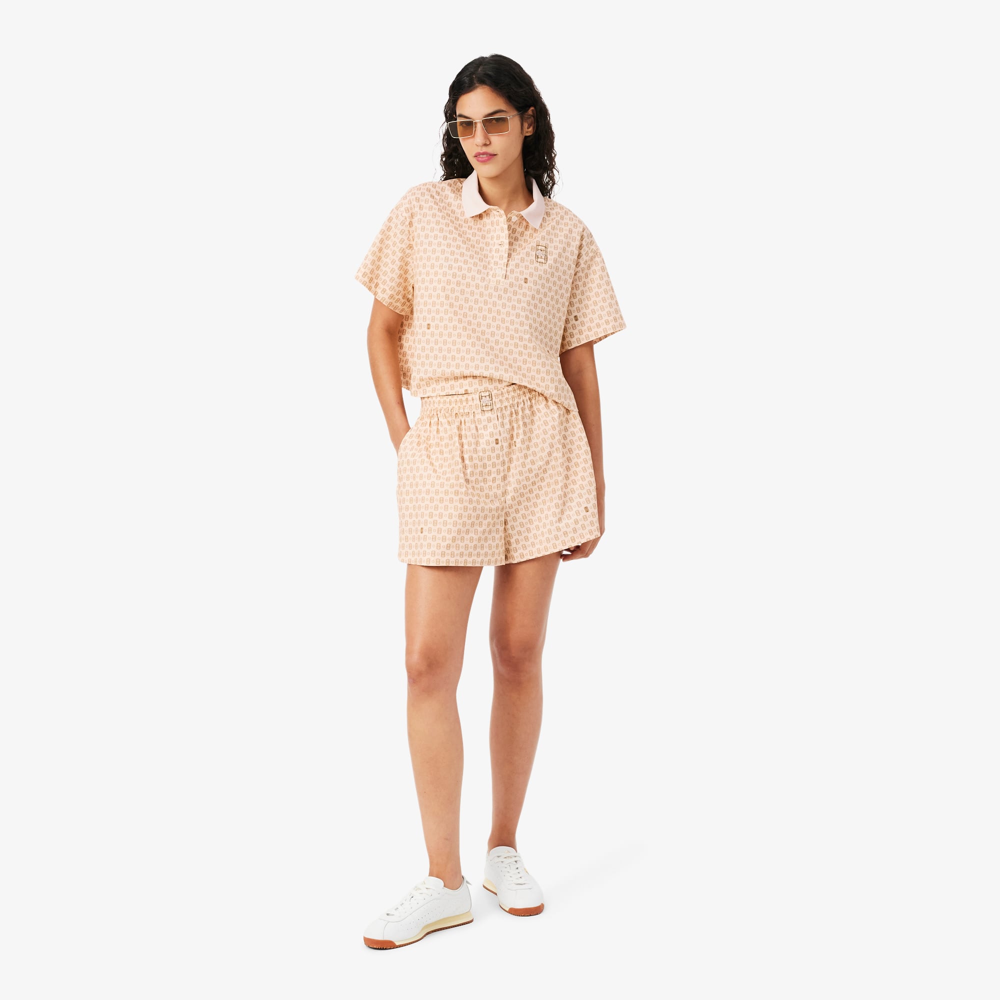 Lacoste Bermuda imprimé graphique oversize Taille 34 Rose/marron